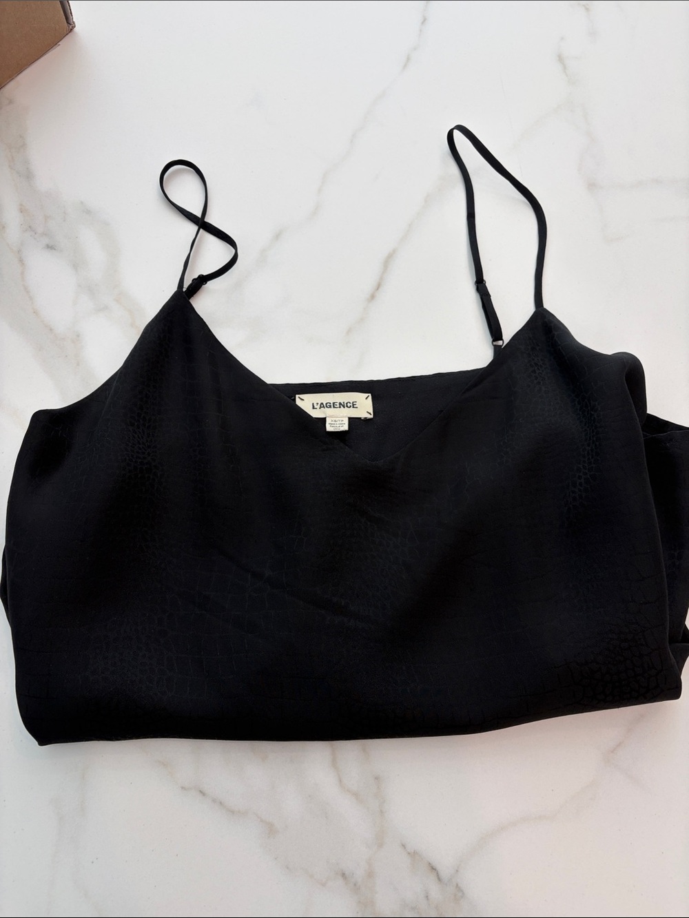 L'AGENCE Black Satin V-Neck Cami